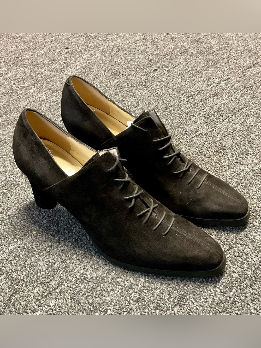 Jazz Vintage Black Suede Lace-Up Derby with Low Heel